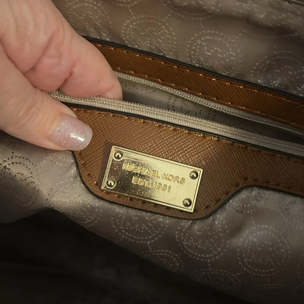 COPY - Michael Kors Vibrant Orange and Brown Tote with Gold Accent